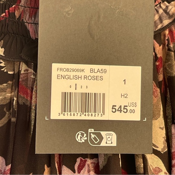 NWT $545 The Kooples Romantic Flowy Floral Black Mini Dress in English Roses - Picture 5 of 7